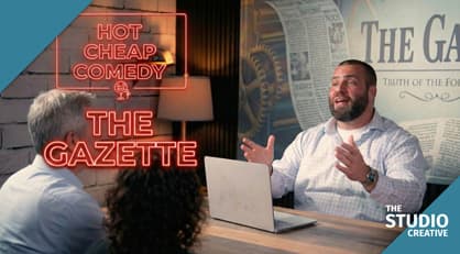 The Gazette, Hot Cheap Comedy: video thumbnail, produced by The Studio Creative