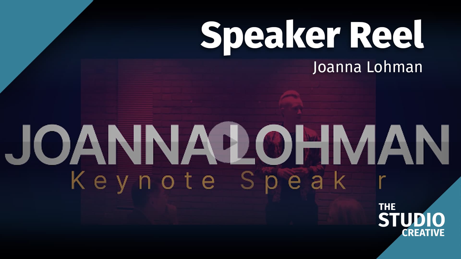 Joanna Lohman Speaker Reel: video thumbnail, produced by The Studio Creative